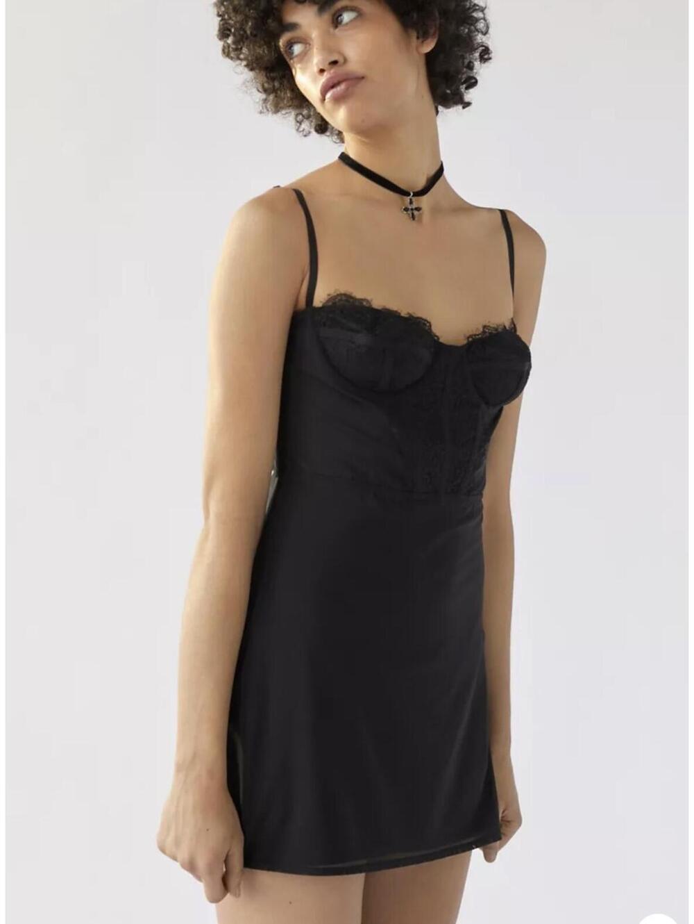 Urban Outfitters Black Lace Core Set Mini Dress - Women's Large
